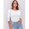 image:imageANRABESS Womens 34 Long Sleeve Shirts Ribbed Slim Fitted Fall TopsWhite