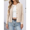 image:imageANRABESS Womens Button Down Cropped Striped Cardigan SweatersApricot