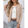 image:imageANRABESS Womens Button Down Cropped Striped Cardigan SweatersApricot White Stripe
