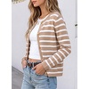 image:imageANRABESS Womens Button Down Cropped Striped Cardigan SweatersApricot White Stripe