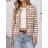 image:imageANRABESS Womens Button Down Cropped Striped Cardigan SweatersApricot White Stripe