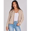 image:imageANRABESS Womens Button Down Cropped Striped Cardigan SweatersApricot White Stripe
