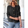 image:imageANRABESS Womens Button Down Cropped Striped Cardigan SweatersBlack