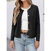 image:imageANRABESS Womens Button Down Cropped Striped Cardigan SweatersBlack