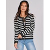 image:imageANRABESS Womens Button Down Cropped Striped Cardigan SweatersBlack White Stripe