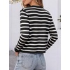 image:imageANRABESS Womens Button Down Cropped Striped Cardigan SweatersBlack White Stripe