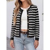 image:imageANRABESS Womens Button Down Cropped Striped Cardigan SweatersBlack White Stripe