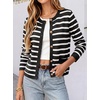 image:imageANRABESS Womens Button Down Cropped Striped Cardigan SweatersBlack White Stripe