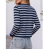 image:imageANRABESS Womens Button Down Cropped Striped Cardigan SweatersBlue White Stripe