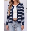 image:imageANRABESS Womens Button Down Cropped Striped Cardigan SweatersBlue White Stripe