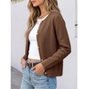 image:imageANRABESS Womens Button Down Cropped Striped Cardigan SweatersCoffee