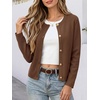 image:imageANRABESS Womens Button Down Cropped Striped Cardigan SweatersCoffee