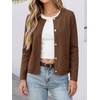 image:imageANRABESS Womens Button Down Cropped Striped Cardigan SweatersCoffee