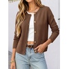 image:imageANRABESS Womens Button Down Cropped Striped Cardigan SweatersCoffee