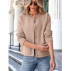 image:imageANRABESS Womens Button Down Cropped Striped Cardigan SweatersKhaki