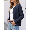 image:imageANRABESS Womens Button Down Cropped Striped Cardigan SweatersNavy Blue