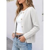 image:imageANRABESS Womens Button Down Cropped Striped Cardigan SweatersWhite