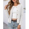 image:imageANRABESS Womens Button Down Cropped Striped Cardigan SweatersWhite