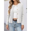 image:imageANRABESS Womens Button Down Cropped Striped Cardigan SweatersWhite