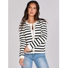 image:imageANRABESS Womens Button Down Cropped Striped Cardigan SweatersWhite Black Stripe