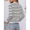 image:imageANRABESS Womens Button Down Cropped Striped Cardigan SweatersWhite Black Stripe