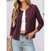 image:imageANRABESS Womens Button Down Cropped Striped Cardigan SweatersWind Red