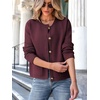 image:imageANRABESS Womens Button Down Cropped Striped Cardigan SweatersWind Red