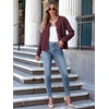 image:imageANRABESS Womens Button Down Cropped Striped Cardigan SweatersWind Red