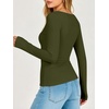 image:imageANRABESS Womens Double Lined Fitted Shirts Fall Long Sleeve Boat Neck TopsArmy Green