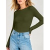 image:imageANRABESS Womens Double Lined Fitted Shirts Fall Long Sleeve Boat Neck TopsArmy Green