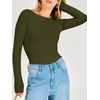 image:imageANRABESS Womens Double Lined Fitted Shirts Fall Long Sleeve Boat Neck TopsArmy Green