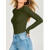 image:imageANRABESS Womens Double Lined Fitted Shirts Fall Long Sleeve Boat Neck TopsArmy Green