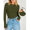 image:imageANRABESS Womens Double Lined Fitted Shirts Fall Long Sleeve Boat Neck TopsArmy Green