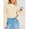 image:imageANRABESS Womens Double Lined Fitted Shirts Fall Long Sleeve Boat Neck TopsBeige