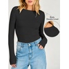 image:imageANRABESS Womens Double Lined Fitted Shirts Fall Long Sleeve Boat Neck TopsBlack