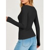 image:imageANRABESS Womens Double Lined Fitted Shirts Fall Long Sleeve Boat Neck TopsBlack