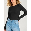 image:imageANRABESS Womens Double Lined Fitted Shirts Fall Long Sleeve Boat Neck TopsBlack