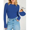 image:imageANRABESS Womens Double Lined Fitted Shirts Fall Long Sleeve Boat Neck TopsBlue