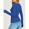 image:imageANRABESS Womens Double Lined Fitted Shirts Fall Long Sleeve Boat Neck TopsBlue
