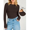 image:imageANRABESS Womens Double Lined Fitted Shirts Fall Long Sleeve Boat Neck TopsDeep Brown