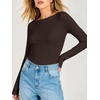 image:imageANRABESS Womens Double Lined Fitted Shirts Fall Long Sleeve Boat Neck TopsDeep Brown