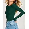 image:imageANRABESS Womens Double Lined Fitted Shirts Fall Long Sleeve Boat Neck TopsDeep Green