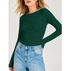image:imageANRABESS Womens Double Lined Fitted Shirts Fall Long Sleeve Boat Neck TopsDeep Green