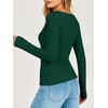 image:imageANRABESS Womens Double Lined Fitted Shirts Fall Long Sleeve Boat Neck TopsDeep Green