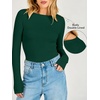 image:imageANRABESS Womens Double Lined Fitted Shirts Fall Long Sleeve Boat Neck TopsDeep Green