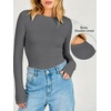 image:imageANRABESS Womens Double Lined Fitted Shirts Fall Long Sleeve Boat Neck TopsGrey