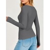 image:imageANRABESS Womens Double Lined Fitted Shirts Fall Long Sleeve Boat Neck TopsGrey