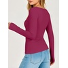 image:imageANRABESS Womens Double Lined Fitted Shirts Fall Long Sleeve Boat Neck TopsHot Pink