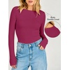 image:imageANRABESS Womens Double Lined Fitted Shirts Fall Long Sleeve Boat Neck TopsHot Pink