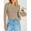 image:imageANRABESS Womens Double Lined Fitted Shirts Fall Long Sleeve Boat Neck TopsKhaki
